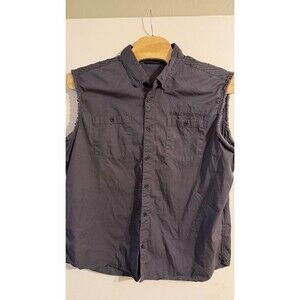 Harley-Davidson Shirt Mens Large Sleeveless Cutoff Button Skull Graphic Biker